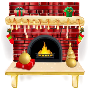 Traditional Christmas Fireplace Setup PNG 06262024 PNG