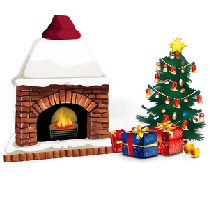 Traditional Christmas Fireplace Setup PNG Pdp PNG