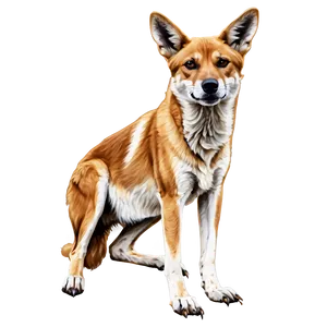Traditional Dingo Painting PNG Owo
