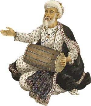 Traditional_ Drum_ Player_ Illustration PNG image