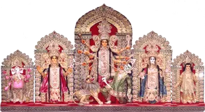Traditional Durga Puja Pantheon PNG image