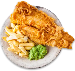 Traditional Fishand Chips Plate PNG image