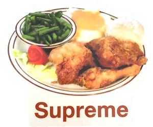 Traditional Fried Chicken Dinner Plate PNG image