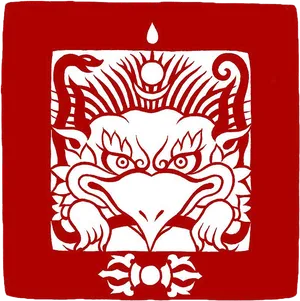 Traditional Garuda Redand White Artwork PNG image