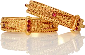 Traditional Gold Bangleswith Rubies