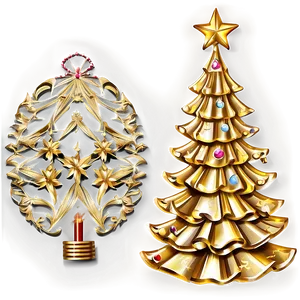 Traditional Gold Christmas Tree Styles Png 06282024 PNG image