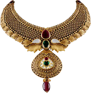 Traditional Gold Necklace Design PNG image