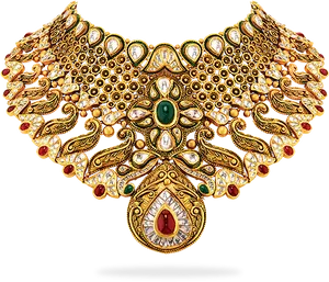 Traditional Gold Necklace Design PNG image