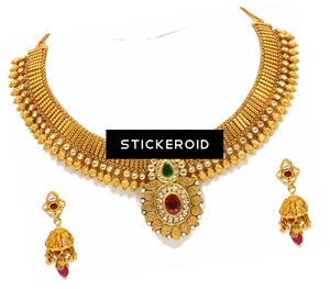 Traditional Gold Necklace Earrings Set PNG image