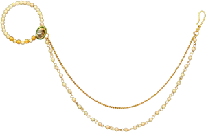 Traditional Gold Nose Ring Chain Jewelry PNG image