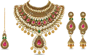 Traditional Gold Plated Jewelry Set PNG image