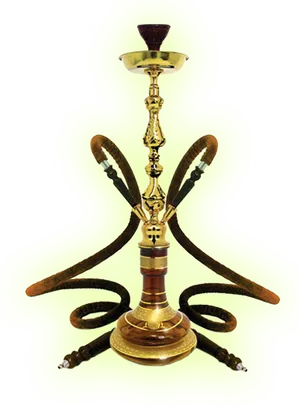 Traditional Golden Hookahwith Four Hoses PNG image