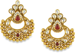 Traditional Golden Peacock Earrings
