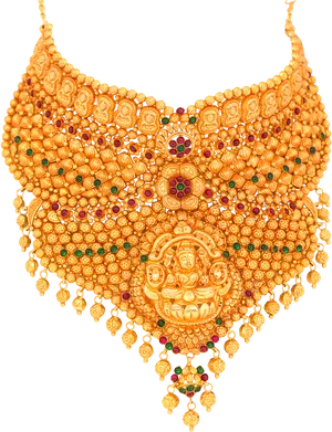 Traditional Golden Temple Jewelry Necklace