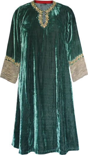 Traditional Green Velvet Kurta PNG image