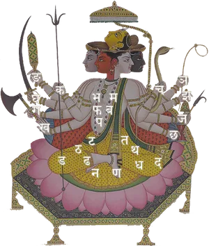 Traditional_ Indian_ Armed_ Deities_ Artwork PNG image