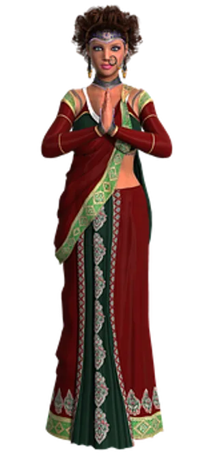 Traditional Indian Attire Woman Greeting