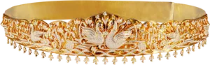 Traditional Indian Gold Kamarband Belt Jewelry PNG image