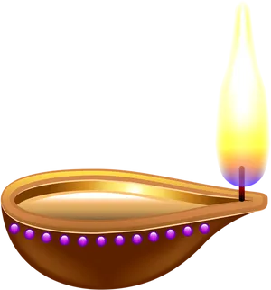 Traditional Indian Oil Lamp Illustration PNG image