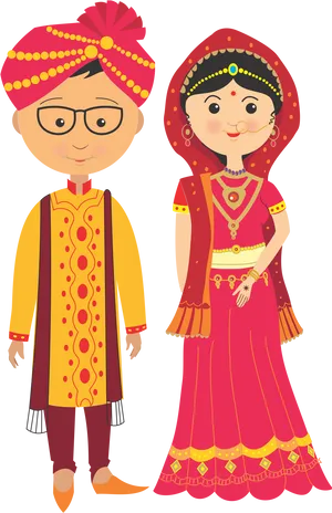 Traditional Indian Wedding Attire Cartoon PNG