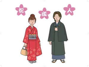 Traditional Japanese Kimonos Illustration PNG