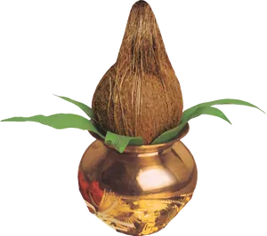 Traditional Kalash With Coconutand Mango Leaves PNG image