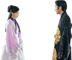 Traditional Korean Hanbok Couple PNG image