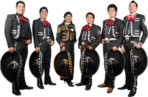 Traditional Mariachi Group Posing PNG