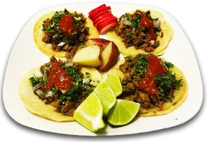 Traditional Mexican Tacos Platter PNG image