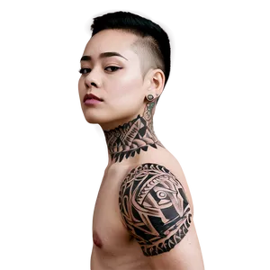 Traditional Neck Tattoo Patterns PNG 4