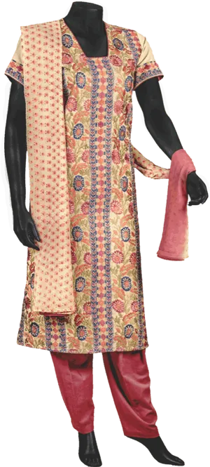 Traditional Printed Salwar Suit Mannequin PNG image