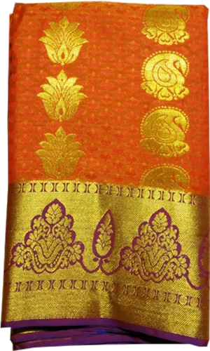 Traditional Red Fabric Golden Border PNG