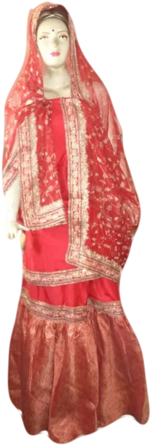 Traditional Red Lehenga Mannequin PNG image