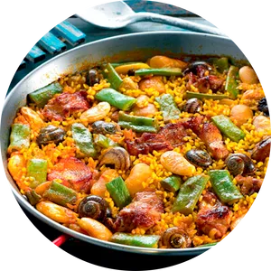 Traditional Spanish Paella Dish PNG image