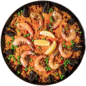 Traditional Spanish Paella Dish PNG image