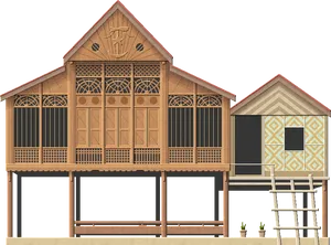 Traditional Stilt House Vector PNG image