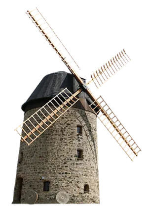 Traditional Stone Windmill Isolated PNG image