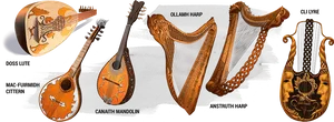 Traditional Stringed Instruments Collection PNG image