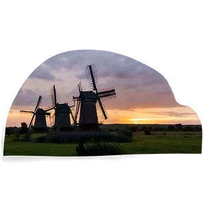 Traditional Windmills At Sunset Photo PNG Vam70