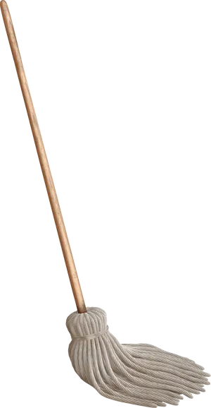 Traditional Wooden Handle Mop PNG image