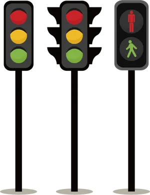 Traffic Lightsand Pedestrian Signal Illustration PNG image