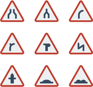 Traffic Warnings Signs Set PNG image