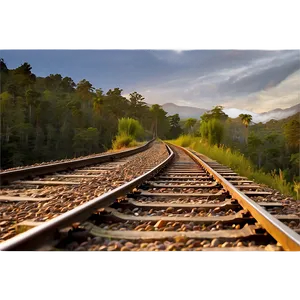 Train Track Sunset Landscape Png 40 PNG image