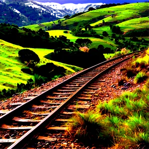 Train Track Through Hills Png 06212024 PNG image