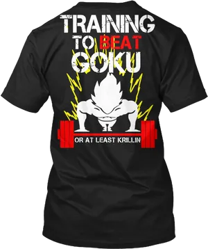 Trainingto Beat Goku Funny Anime T Shirt PNG image