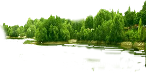 Tranquil Lake Greenery Panorama PNG
