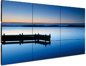 Tranquil Lake Sunset Wall Art PNG image