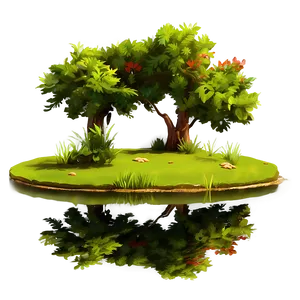 Tranquil Pond Trees PNG 05042024