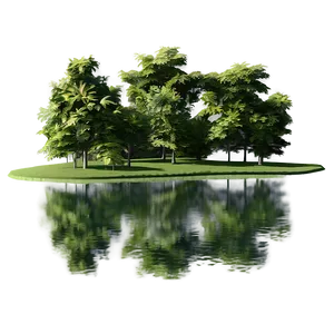 Tranquil Pond Trees PNG Qms36