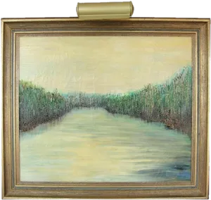 Tranquil River Landscape Painting PNG image